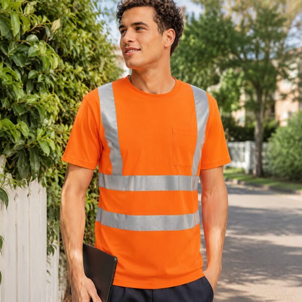 Hi Vis Orange Safety T-Shirt - Reflective Workwear for Construction & Road Safety