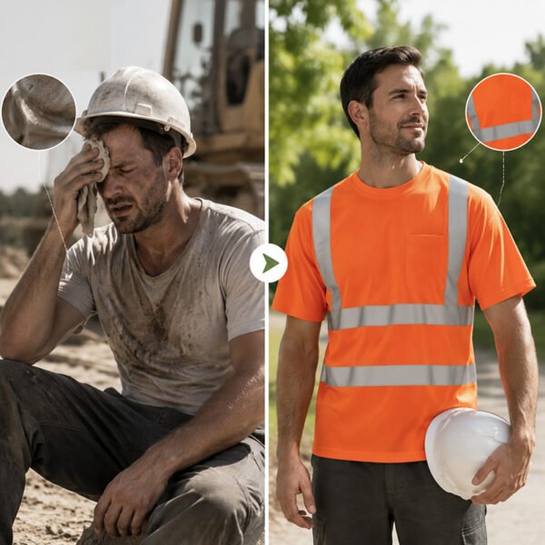 Hi Vis Orange Safety T-Shirt - Reflective Workwear for Construction & Road Safety