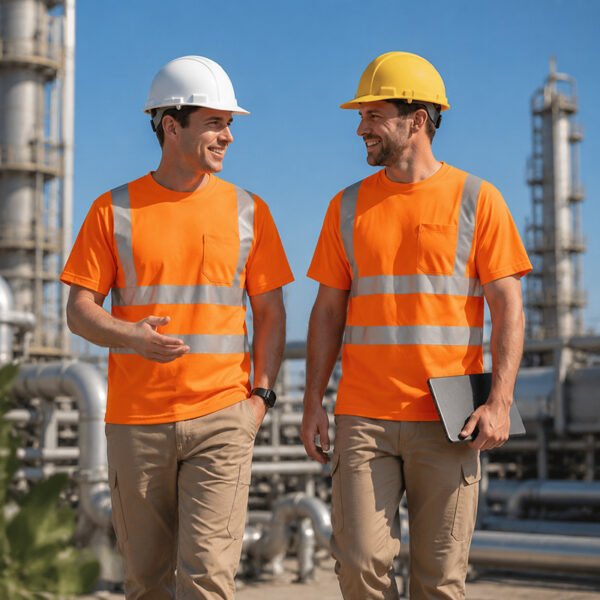 Hi Vis Orange Safety T-Shirt - Reflective Workwear for Construction & Road Safety