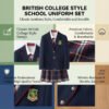 British Prep School Uniform Set | Girls Classic British Style Blazer & Plaid Skirt with Tie