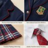 British Prep School Uniform Set | Girls Classic British Style Blazer & Plaid Skirt with Tie