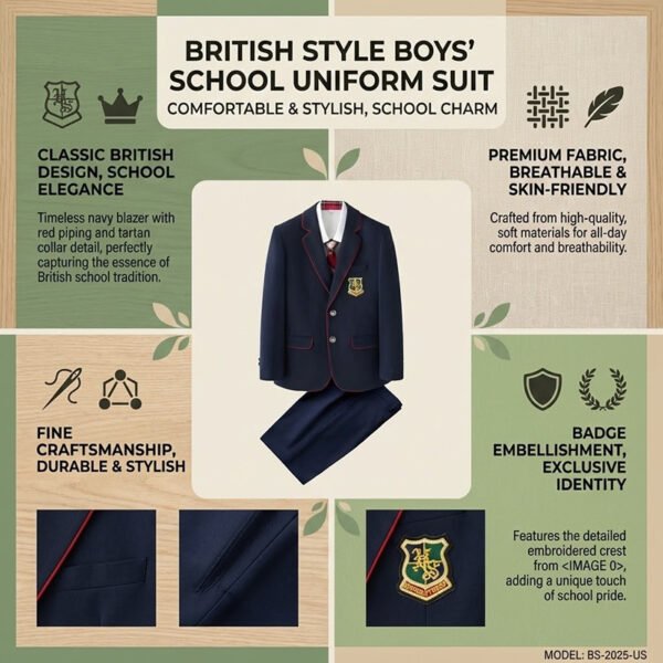 British School Uniform Blazer Set for Boys | Eton Blue Elite 3-Piece Outfit