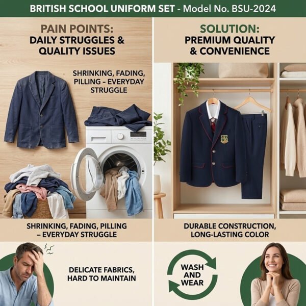 British School Uniform Blazer Set for Boys | Eton Blue Elite 3-Piece Outfit