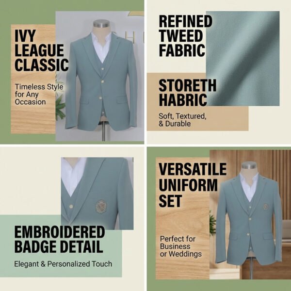 Mint Green 3-Piece Suit | Ivy League Style for Business & Weddings
