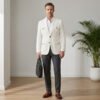 Ivory White Safari Blazer | Water-Resistant Wedding & Business Jacket