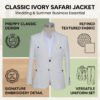 Ivory White Safari Blazer | Water-Resistant Wedding & Business Jacket