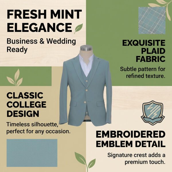 Mint Green 3-Piece Suit | Ivy League Style for Business & Weddings