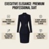 Navy Rhinestone-Button Skirt Suit | Women's Tailored Business Formal Wear