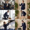 Navy Blue V-Neck Skirt Suit | Women's Tailored Professional Business Wear