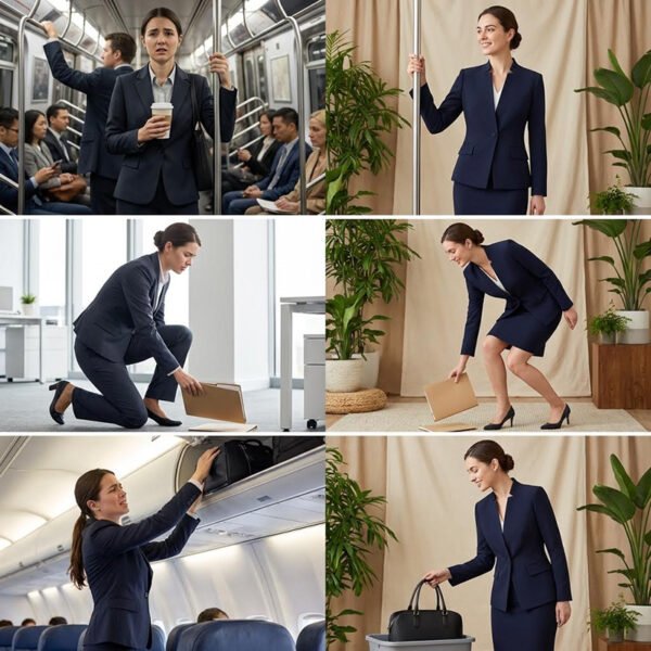 Navy Blue V-Neck Skirt Suit | Women's Tailored Professional Business Wear