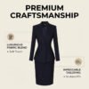 Navy Blue V-Neck Skirt Suit | Women's Tailored Professional Business Wear