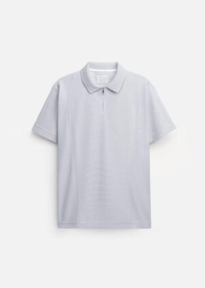 DM_20251210155359_002 Men's Quarter-Zip Pique Polo Shirt | Premium Breathable Casual & Business Top