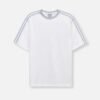 White & Grey 3-Stripe Raglan T-Shirt | Casual Sporty Tee