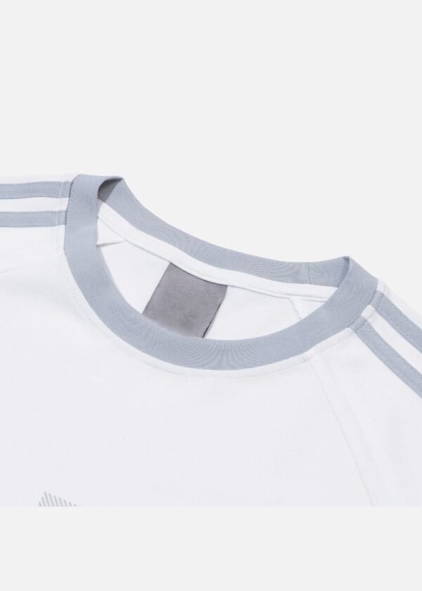 White & Grey 3-Stripe Raglan T-Shirt | Casual Sporty Tee