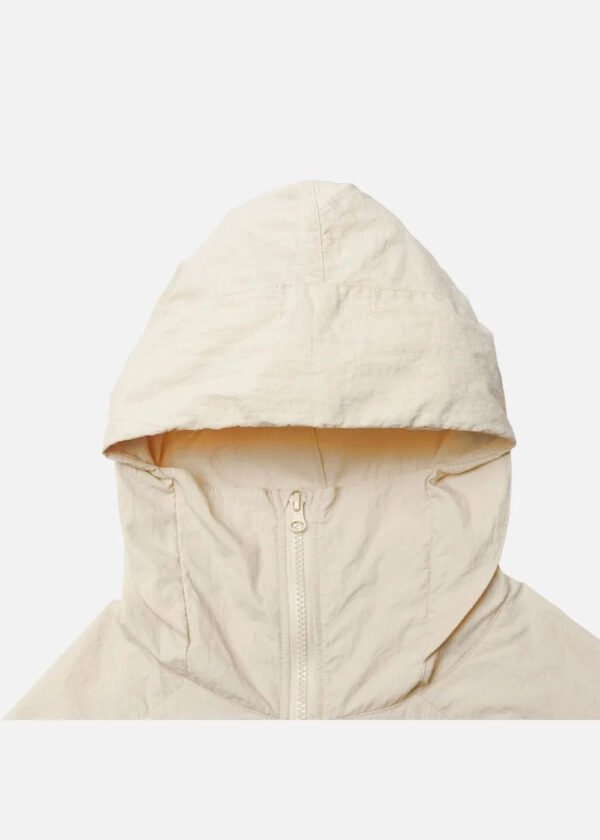 Soft Beige Lightweight Hooded Windbreaker Jacket