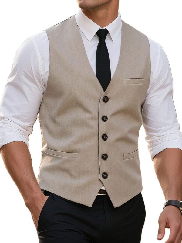 Men’s Classic Tailored Suit Waistcoat – Beige