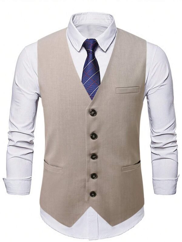 Men’s Classic Tailored Suit Waistcoat – Beige