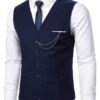 Men’s Navy Slim Fit Suit Waistcoat with Chain Detail