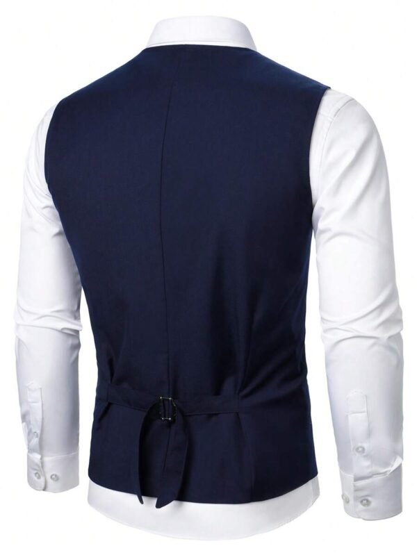 Men’s Navy Slim Fit Suit Waistcoat with Chain Detail