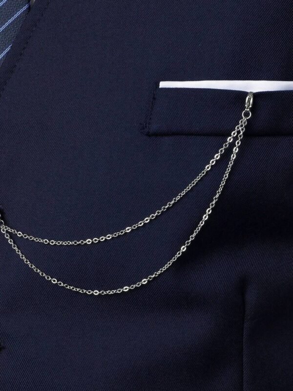 Men’s Navy Slim Fit Suit Waistcoat with Chain Detail