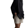 Men’s Black Linen-Blend Shirt & Beige Shorts Two-Piece Set