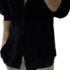 Men’s Black Linen-Blend Shirt & Beige Shorts Two-Piece Set