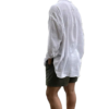Men’s Oversized White Linen Shirt & Army Green Shorts Two-Piece Set
