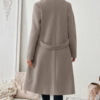 Women’s Elegant Lapel Longline Wool Blend Coat - Casual Open Front Winter Overcoat with Button Detail