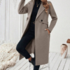 Women’s Elegant Lapel Longline Wool Blend Coat - Casual Open Front Winter Overcoat with Button Detail