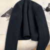 Women’s Minimalist Round Neck Wool Blend Cropped Jacket with Gold Buttons