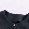 Women’s Minimalist Round Neck Wool Blend Cropped Jacket with Gold Buttons