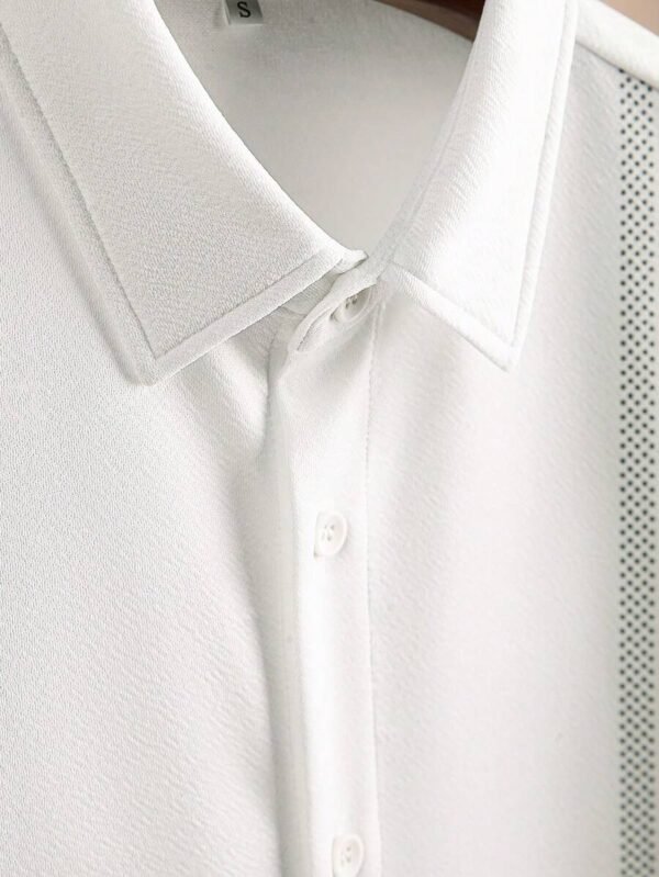 Men’s White & Green Tribal Print Short Sleeve Shirt – Premium Casual Guayabera Style