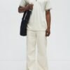 DM_20260127155855_002 Men's Cream Quarter-Zip Polo Shirt - Premium Textured Casual & Smart-Casual Top