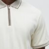 DM_20260127155855_003 Men's Cream Quarter-Zip Polo Shirt - Premium Textured Casual & Smart-Casual Top