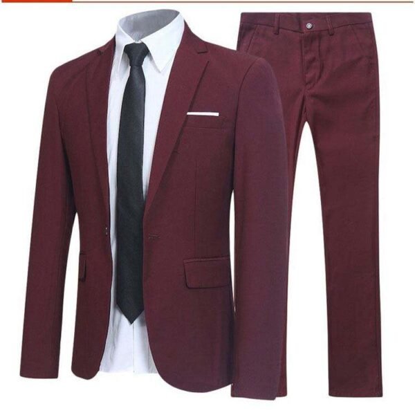 Men's Slim Fit Suit Set | 2/3 Piece Formal Business & Wedding Suit in Navy, Black, Red, Gray