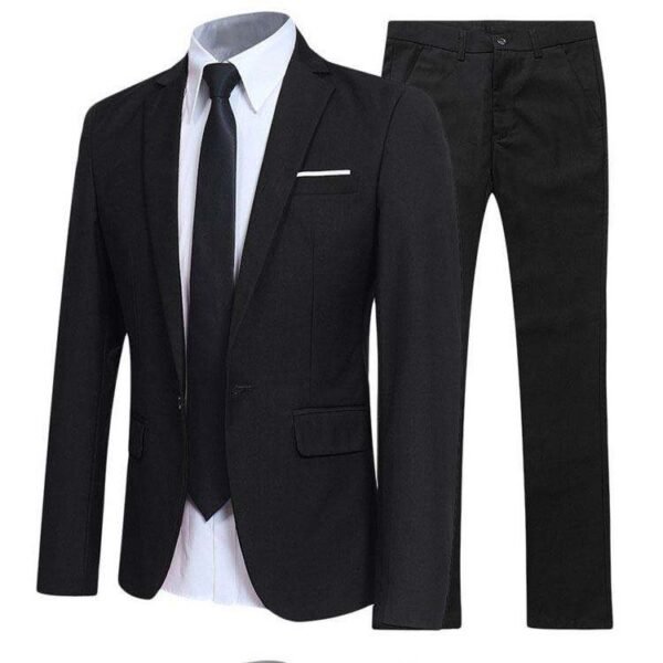 Men's Slim Fit Suit Set | 2/3 Piece Formal Business & Wedding Suit in Navy, Black, Red, Gray