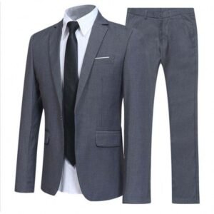 Men's Slim Fit Suit Set | 2/3 Piece Formal Business & Wedding Suit in Navy, Black, Red, Gray