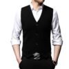 Men's V-Neck Knitted Wool Blend Waistcoat – Slim Fit Formal & Smart Casual Vest