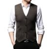 Men's V-Neck Knitted Wool Blend Waistcoat – Slim Fit Formal & Smart Casual Vest