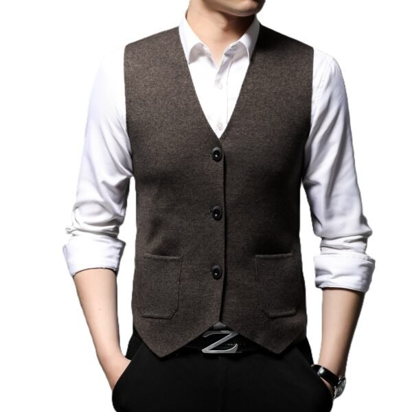 Men's V-Neck Knitted Wool Blend Waistcoat – Slim Fit Formal & Smart Casual Vest
