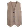 Men's V-Neck Knitted Wool Blend Waistcoat – Slim Fit Formal & Smart Casual Vest