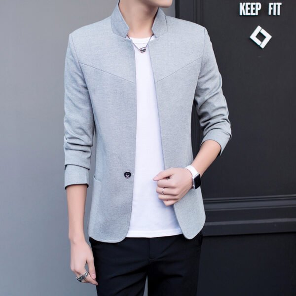 Men’s Slim Fit Mandarin Collar Blazer Jacket - Stand Collar Casual Business Coat