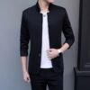 Men’s Slim Fit Mandarin Collar Blazer Jacket - Stand Collar Casual Business Coat