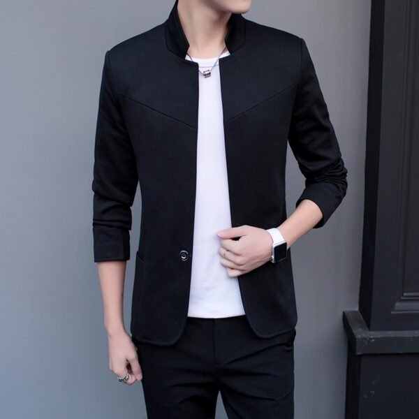 Men’s Slim Fit Mandarin Collar Blazer Jacket - Stand Collar Casual Business Coat