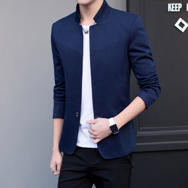 Men’s Slim Fit Mandarin Collar Blazer Jacket - Stand Collar Casual Business Coat