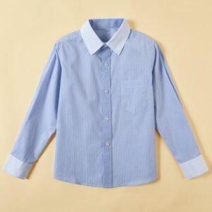 Kids' Blue Striped Dress Shirt with White Collar - School & Formal Wear