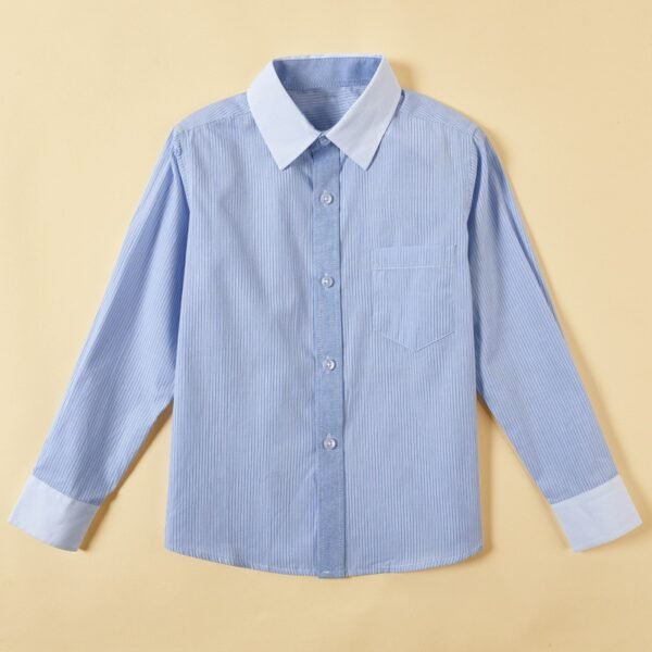 Kids' Blue Striped Dress Shirt with White Collar - School & Formal Wear