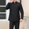 Men’s Classic Zhongshan Suit - Modern Mandarin Collar Two-Piece Set
