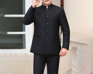 Men’s Classic Zhongshan Suit - Modern Mandarin Collar Two-Piece Set