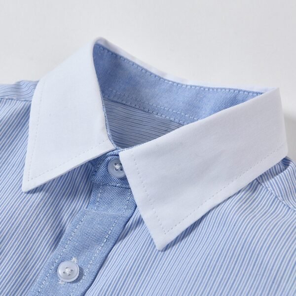 Kids' Blue Striped Dress Shirt with White Collar - School & Formal Wear